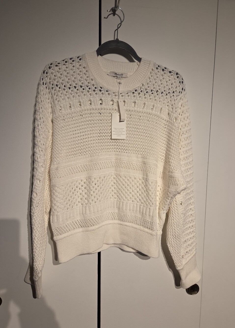 Madewell Cream Open-Weave Crewneck Sweater